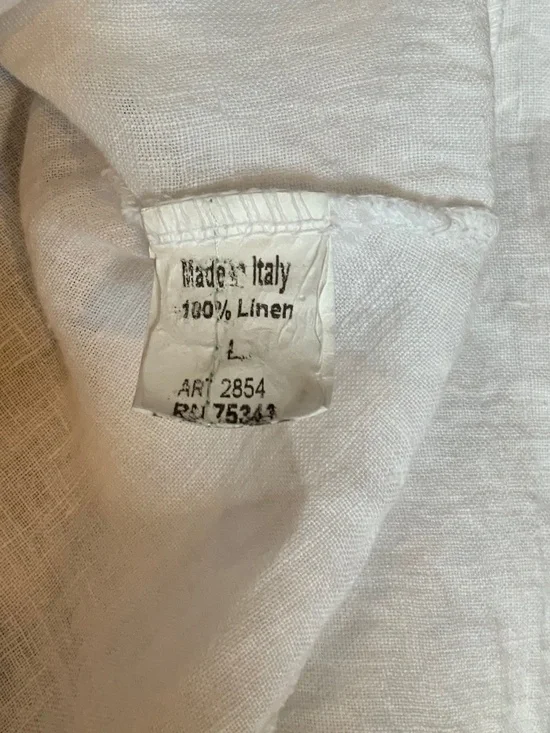 Terzo Millennio White L Linen Dress Lightweight Coastal Cottagecore Beach - Picture 7 of 8